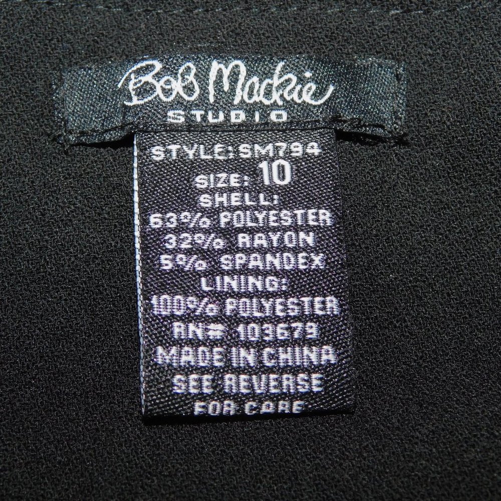 Bob Mackie Studio Womens 10 Black Open Lined Blazer with White braided Trim - Picture 4 of 9